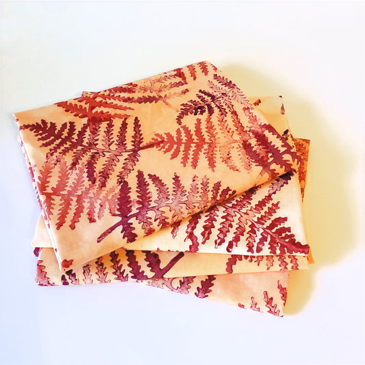 Autumn Large Leaf Print Artisan fabric Hand dyed fabric Handprinted Custom fabric panels