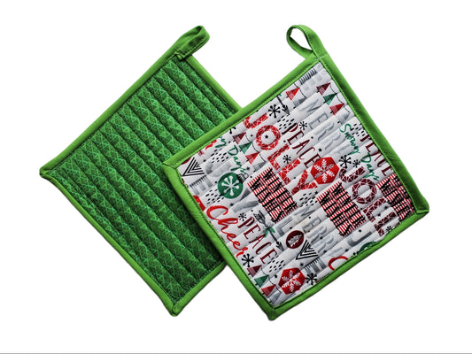 Festive Christmas Hotpad / Potholder, 8 inch Square, Beautifully Quilted & Insulated